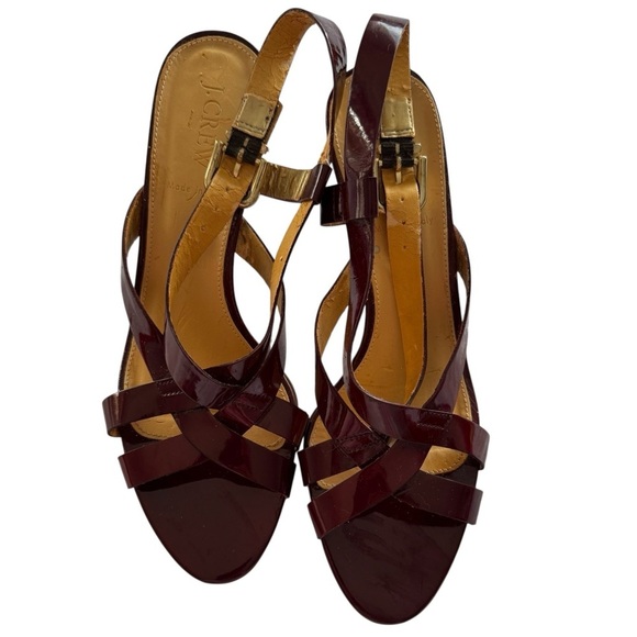 J. Crew Shoes - J CREW Elodie Strappy Oxblood Fall Patent Leather MADE ITALY Heels Sandals 8